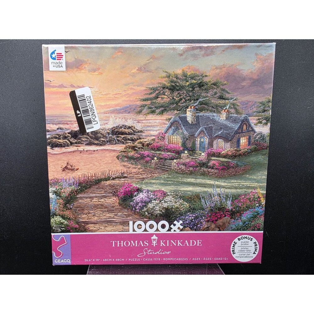 Thomas Kinkade Studios Seaside Cottage 1000-Piece Jigsaw Puzzle With Bonus Poste